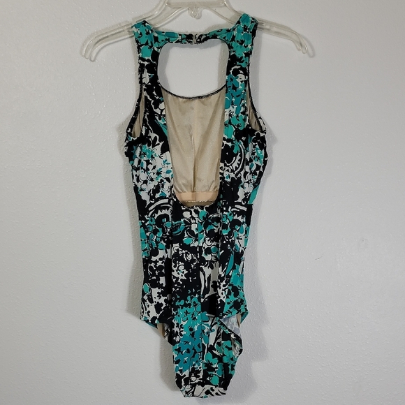 Vintage Maxine Of Hollywood One Piece Swimsuit Size 10 Pinup Floral High Cut 90s - Picture 6 of 15